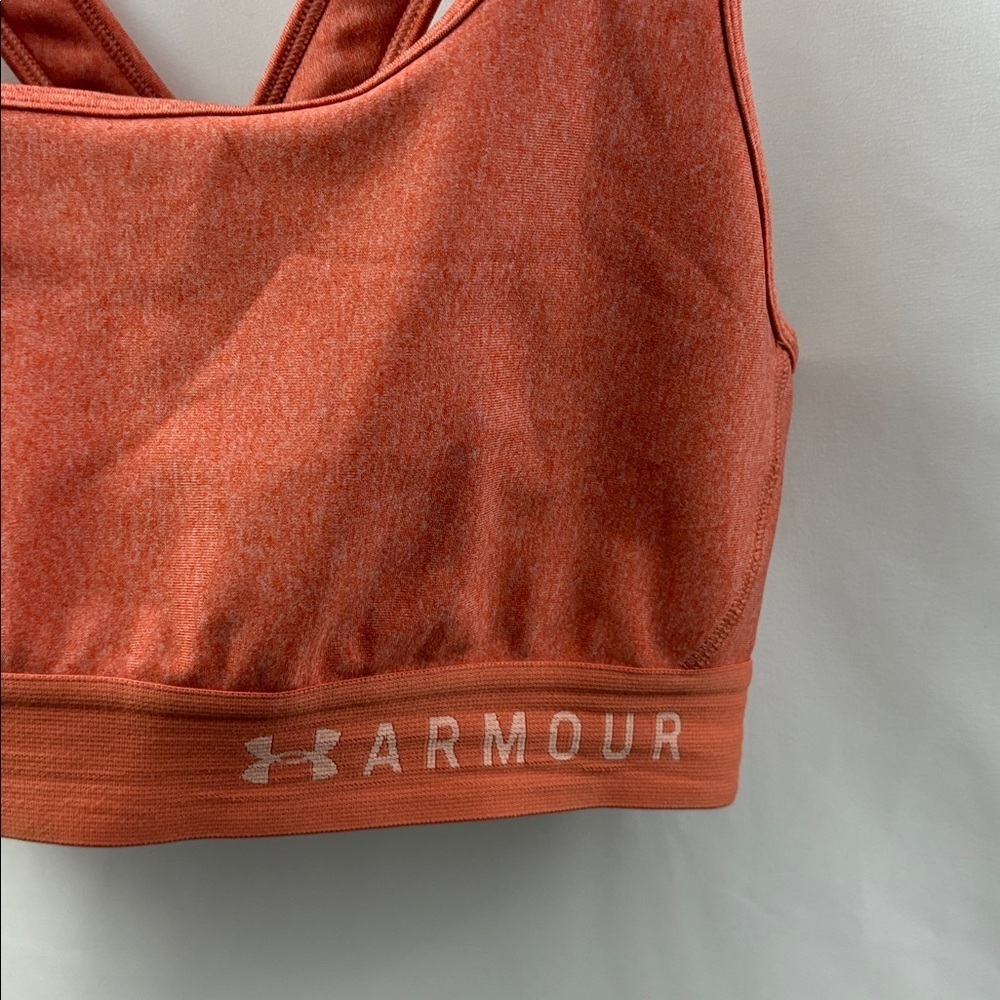 Under Armour Sports Bra Women's Sz L Salmon Color Sports Wear Yoga Compression - Picture 3 of 6